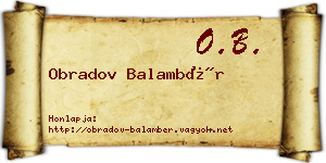 Obradov Balambér névjegykártya